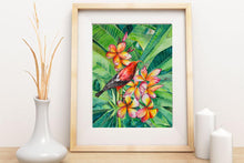 Load image into Gallery viewer, Honeycreeper and Plumeria Print
