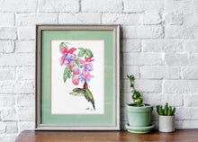 Load image into Gallery viewer, Hummingbird and Fuschia Print
