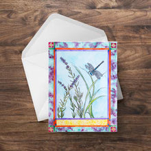 Load image into Gallery viewer, Dragonfly Lavender Greeting Card

