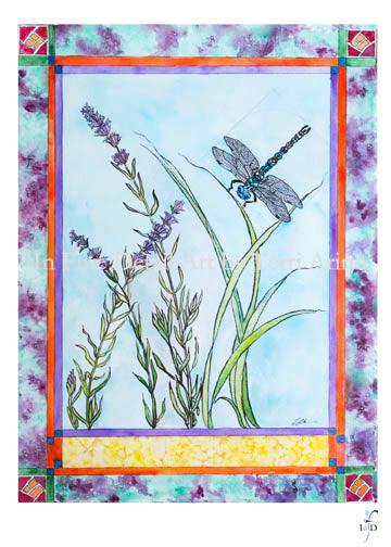 Dragonfly & Lavender Watercolor Original