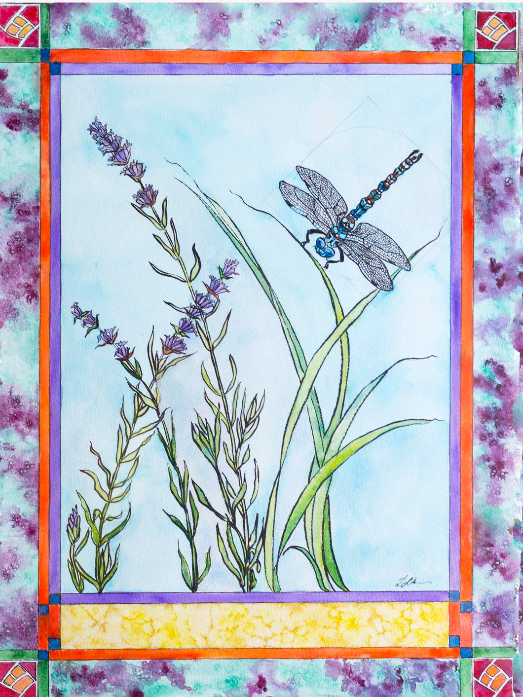 Dragonfly and Lavender Print