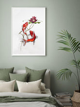 Load image into Gallery viewer, Koi and Red Lotus Print
