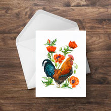 Load image into Gallery viewer, Rooster and Poppy Greeting Card

